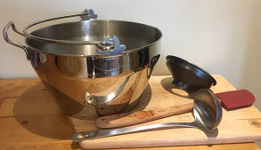 Jam pan, ladle, funnel and spatula